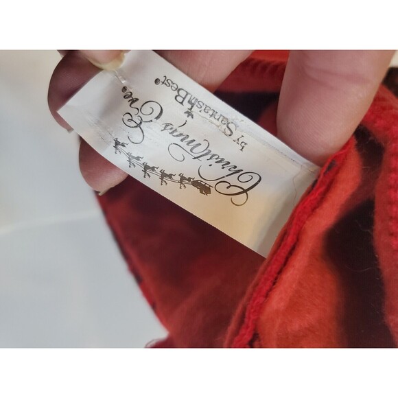 Classic Plaid Christmas Stocking Red W/ Corduroy Detail Festive Country Decor - Picture 7 of 7